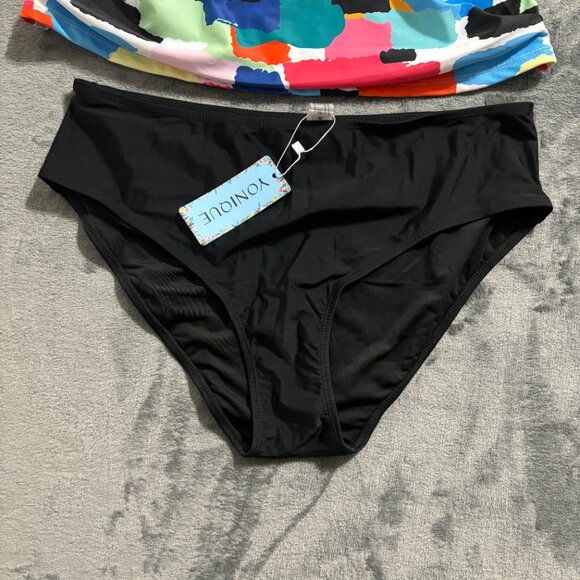 Younique High Neck Tankini Swimsuit Sz XL Multicolor 2Pc Tummy Control - Picture 7 of 12